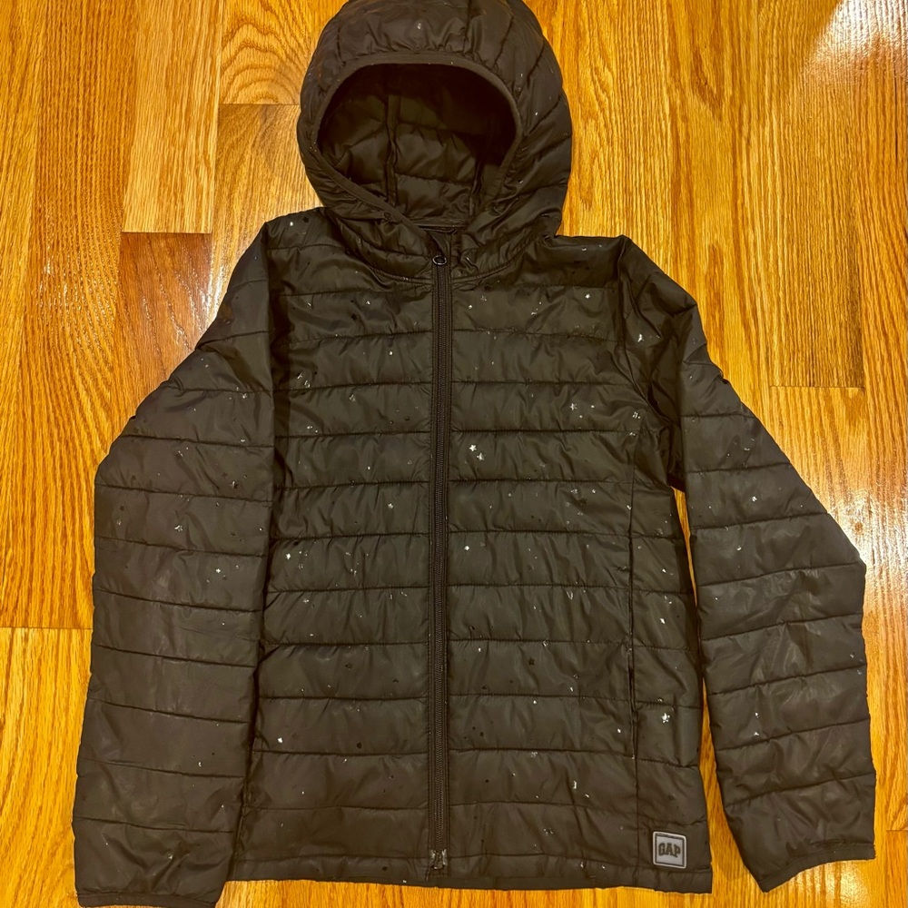 Black Hooded Puffer Jacket GAP